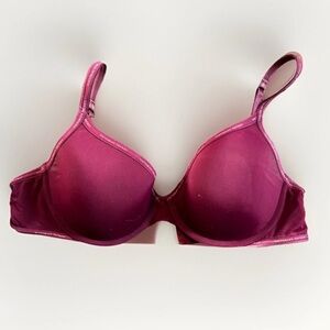 Victoria's Secret T-Shirt Lightly Lined Demi Bra Maroon Underwire Size 34D Logo